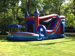 Castle Combo Enclosed High Slide (with Basketball hoop inside) 11x34x15 $400 ($525 with pool)